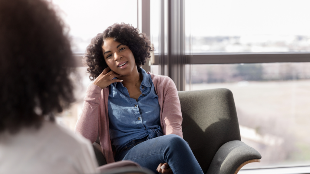 A woman talks to her top psychologist in Calgary about feeling anxious and stressed out.
